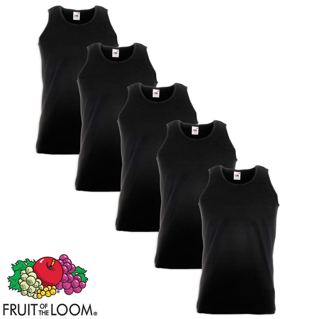 5 Fruit of the Loom Value Weight Tank Top Cotton Black XL